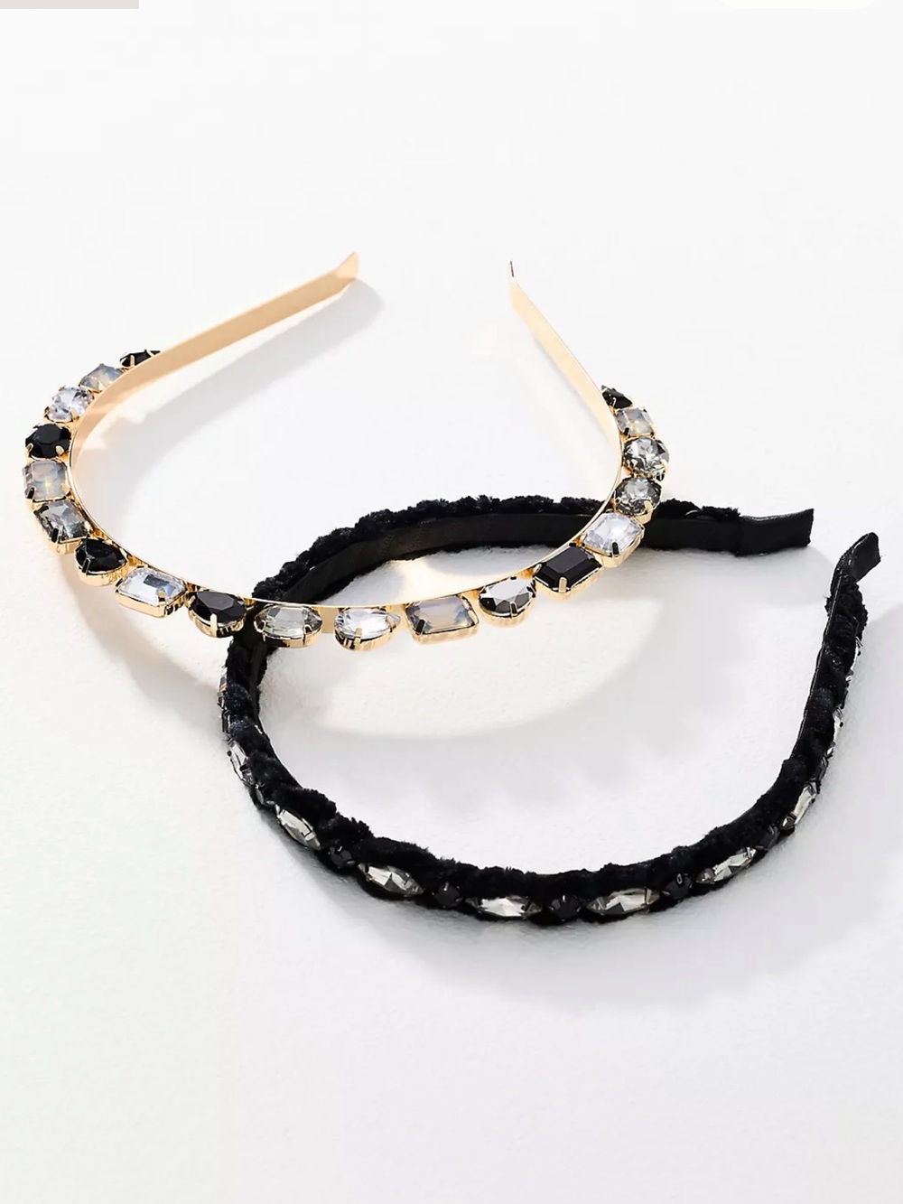 Anthropologie Gemstone Headbands Set of 2 in Gold and Black